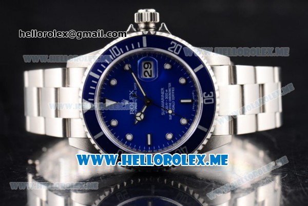 Rolex Submariner Clone Rolex 3135 Automatic Stainless Steel Case/Bracelet with Blue Dial and Dot Markers (BP) - Click Image to Close